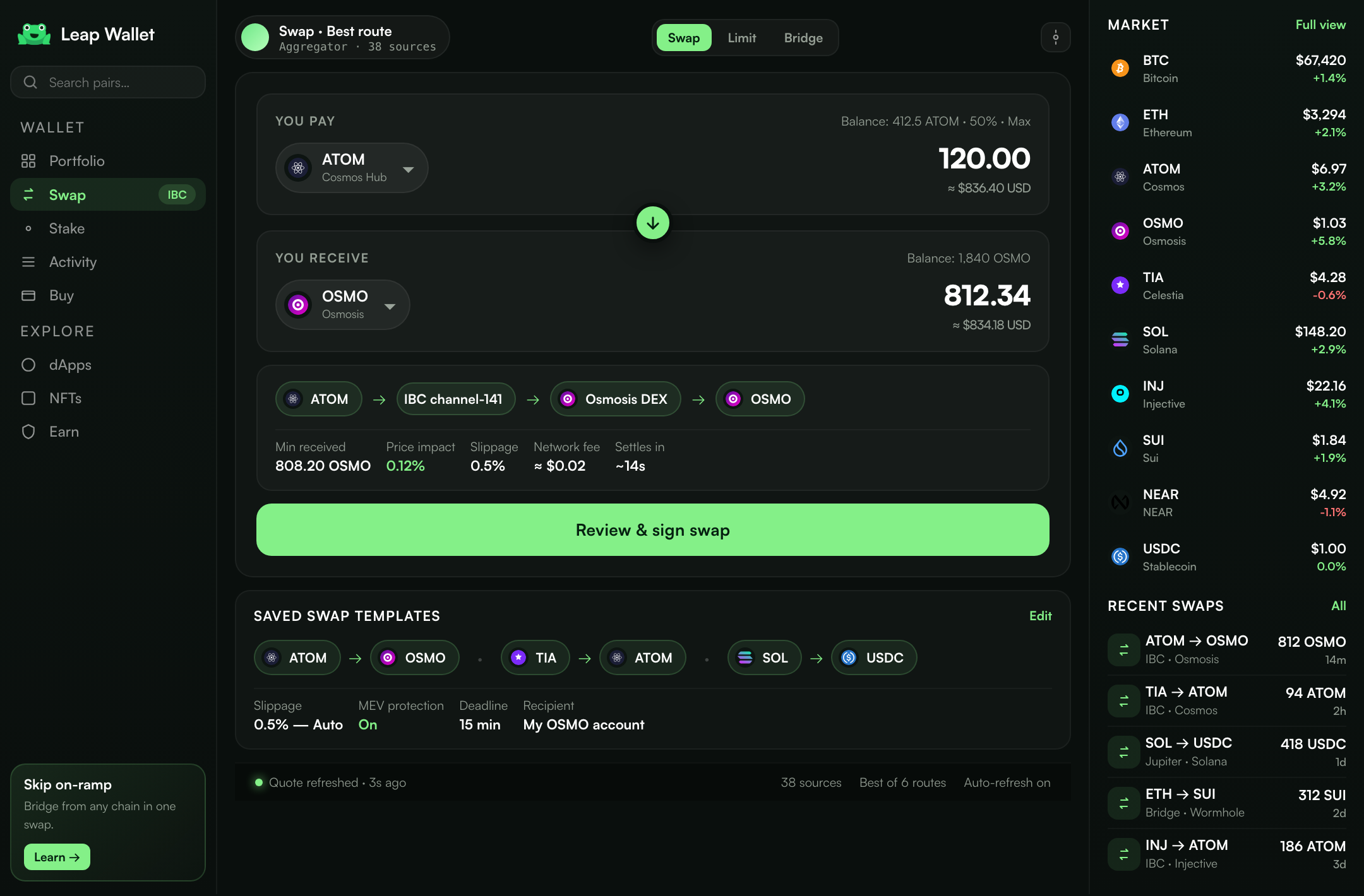 In-wallet swap